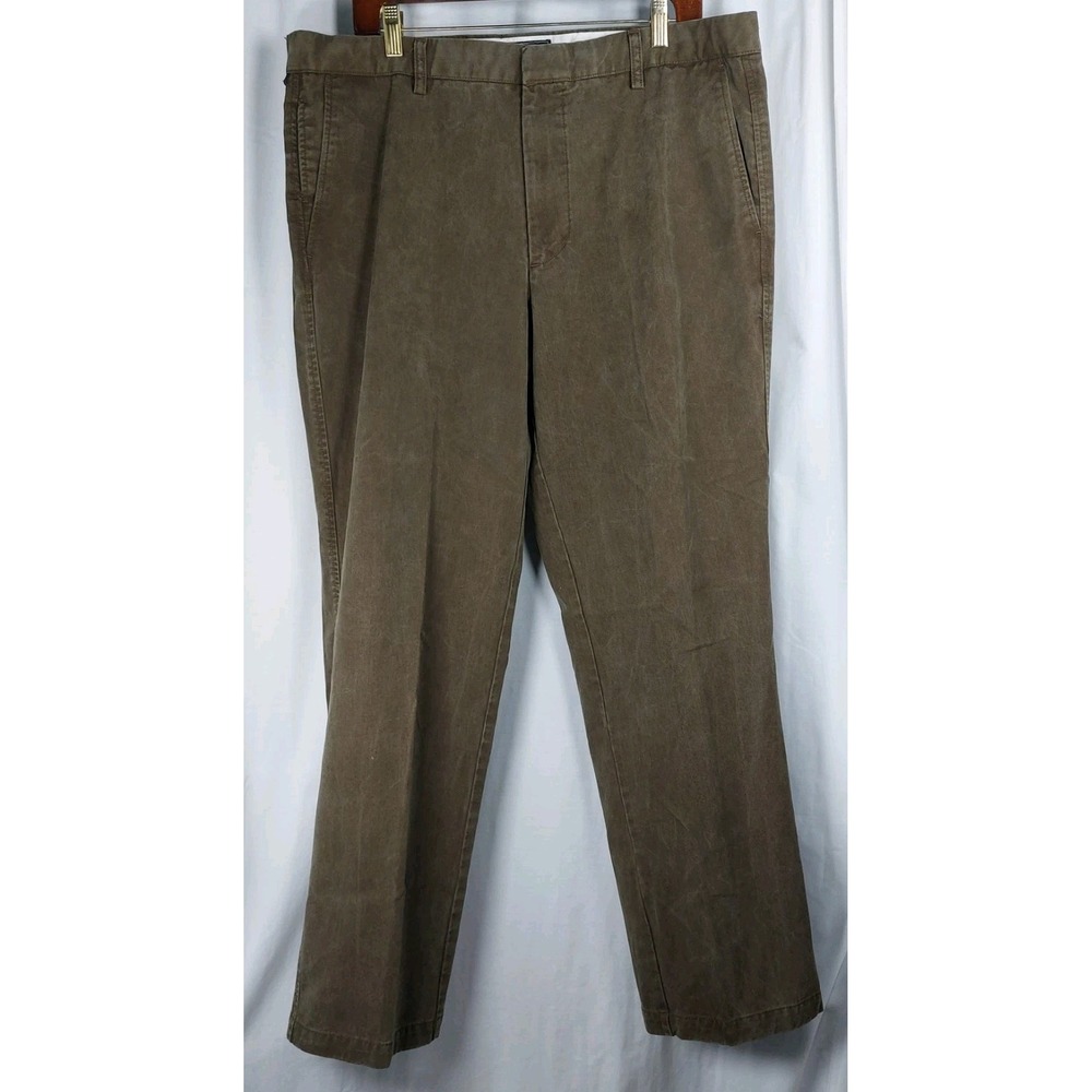 Dockers Premium Dark Brown Flat Front Classic Fit Cotton Slacks Mens Size 38x32